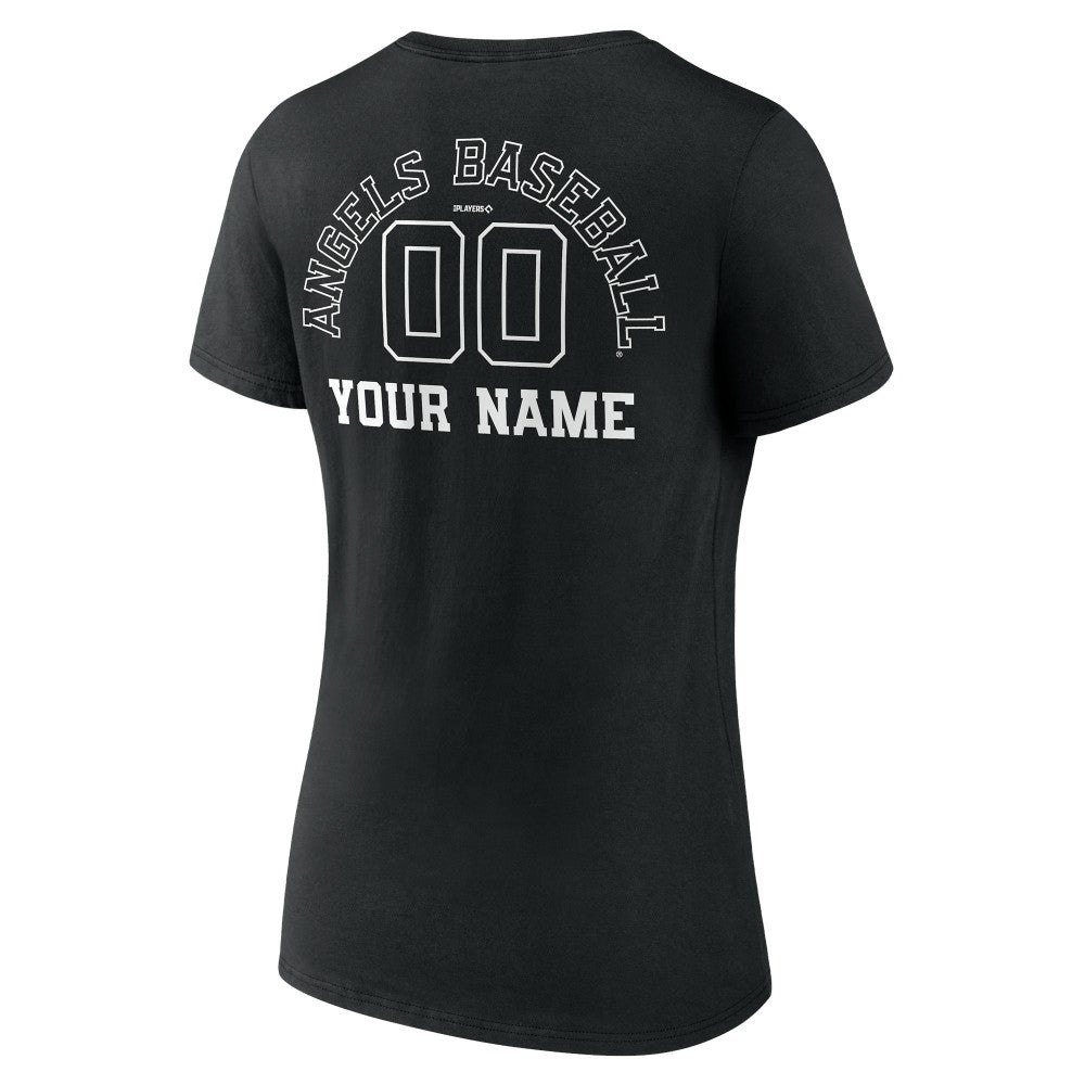 Los Angeles Angels Women's Monochrome Personalized Name & Number V-Neck T-Shirt - MLB