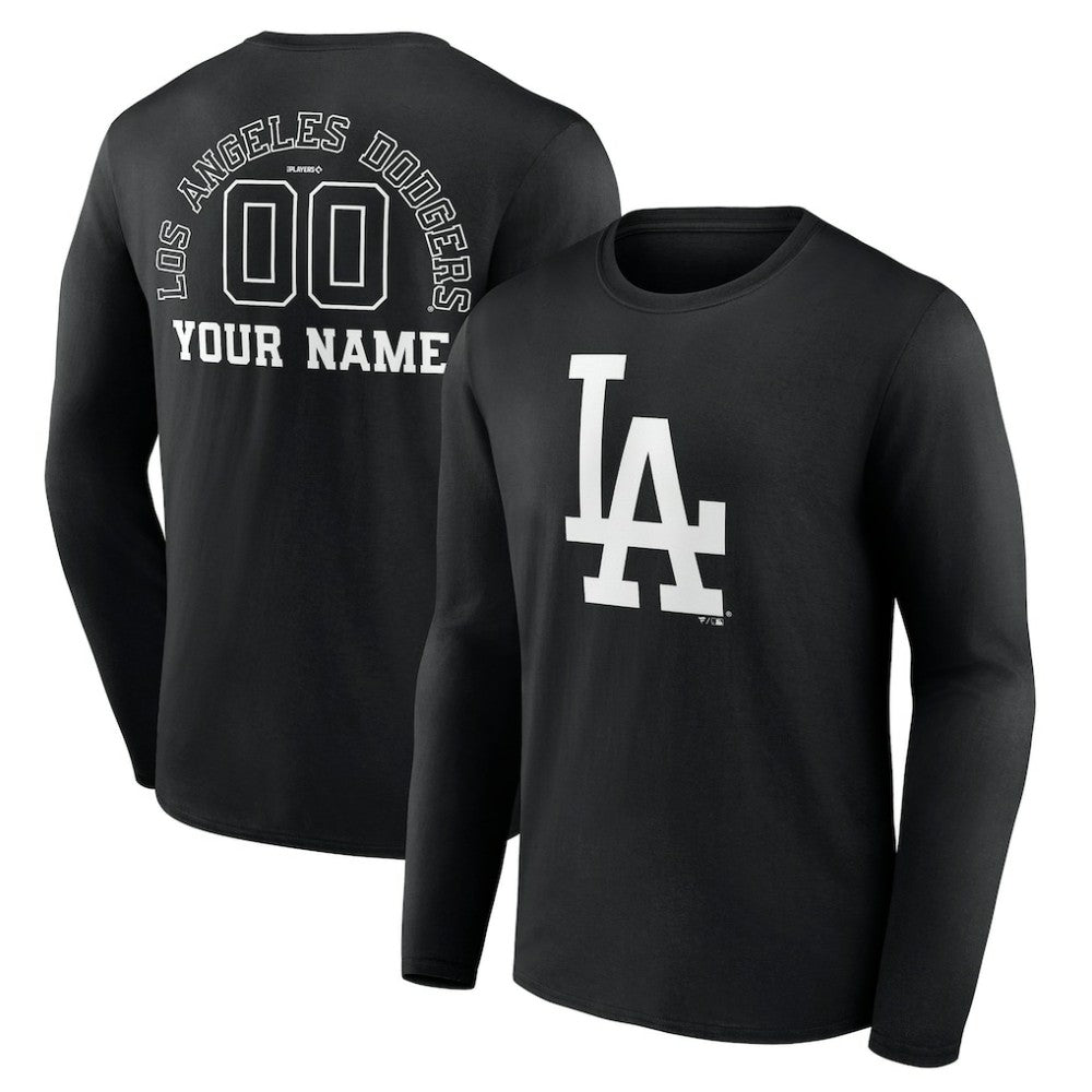 Los Angeles Dodgers Monochrome Personalized Name & Number Long Sleeve T-Shirt - MLB