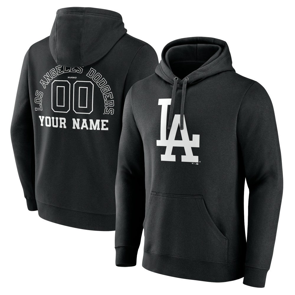 Los Angeles Dodgers Monochrome Personalized Name & Number Pullover Hoodie - MLB