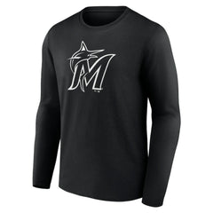 Miami Marlins Monochrome Personalized Name & Number Long Sleeve T-Shirt - MLB