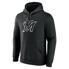 Miami Marlins Monochrome Personalized Name & Number Pullover Hoodie - MLB