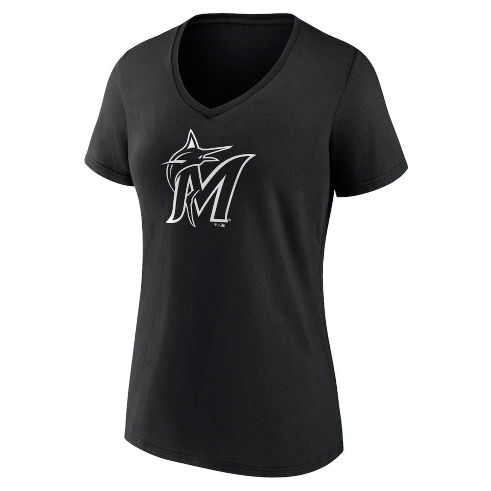 Miami Marlins Women's Monochrome Personalized Name & Number V-Neck T-Shirt - MLB