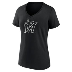 Miami Marlins Women's Monochrome Personalized Name & Number V-Neck T-Shirt - MLB
