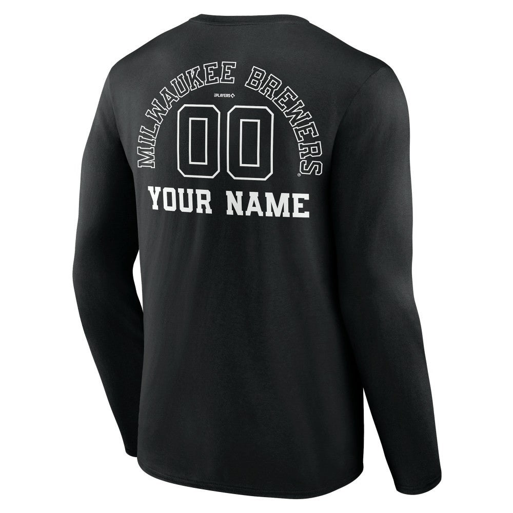 Milwaukee Brewers Monochrome Personalized Name & Number Long Sleeve T-Shirt - MLB
