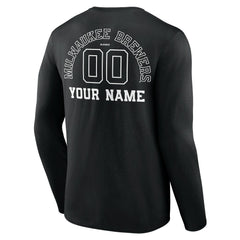 Milwaukee Brewers Monochrome Personalized Name & Number Long Sleeve T-Shirt - MLB