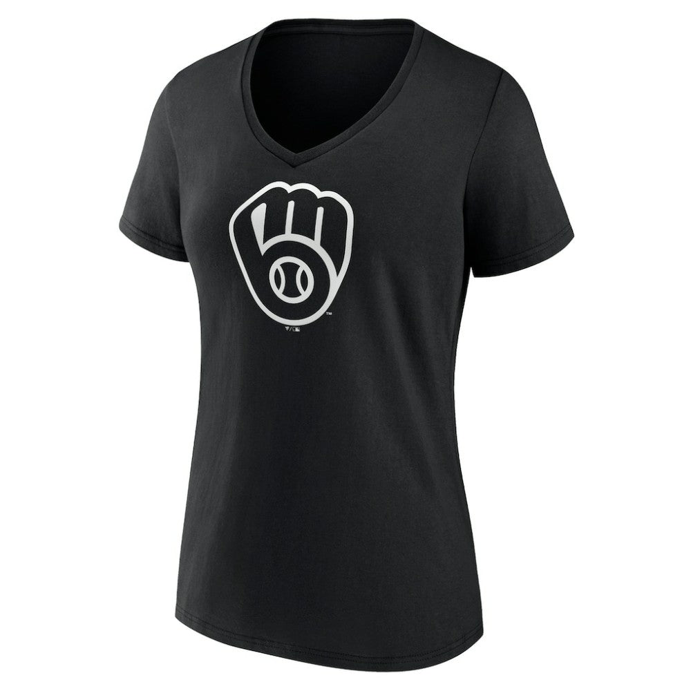 Milwaukee Brewers Women's Monochrome Personalized Name & Number V-Neck T-Shirt - MLB