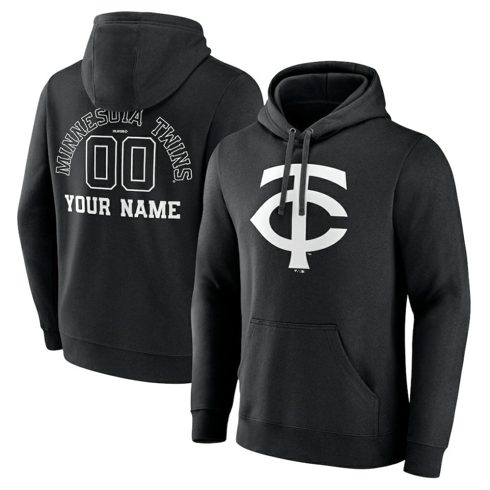 Minnesota Twins Monochrome Personalized Name & Number Pullover Hoodie - MLB
