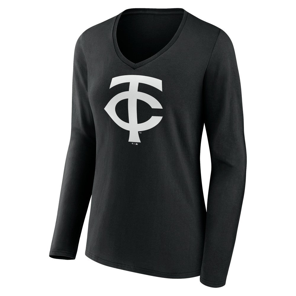 Minnesota Twins Women's Monochrome Personalized Name & Number Long Sleeve V-Neck T-Shirt - MLB