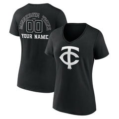 Minnesota Twins Women's Monochrome Personalized Name & Number V-Neck T-Shirt - MLB