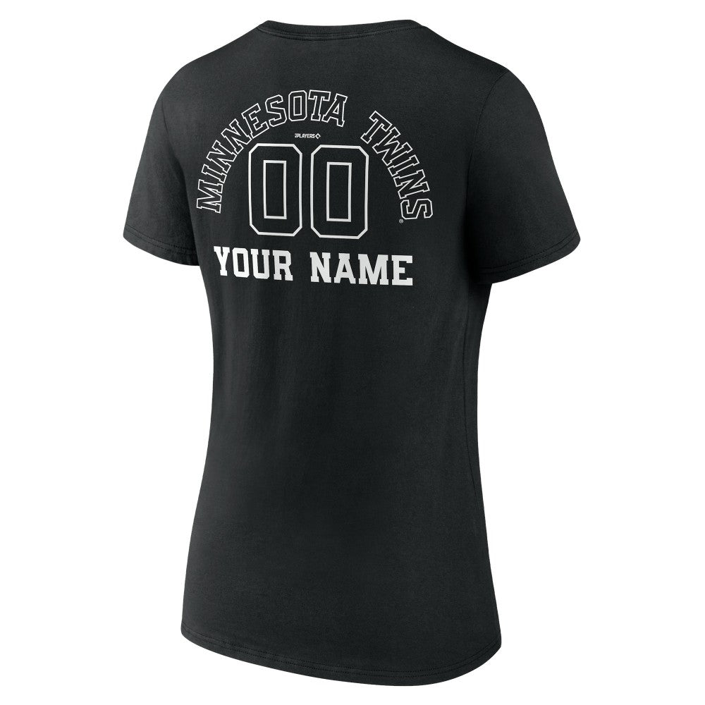 Minnesota Twins Women's Monochrome Personalized Name & Number V-Neck T-Shirt - MLB