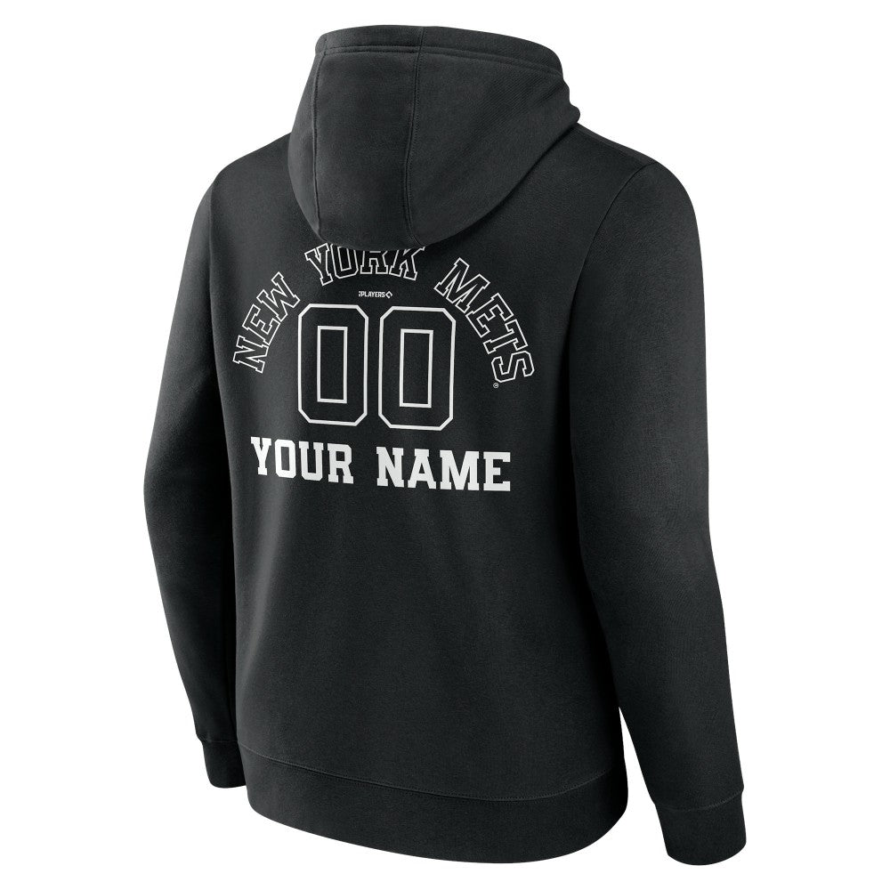 New York Mets Monochrome Personalized Name & Number Pullover Hoodie - MLB