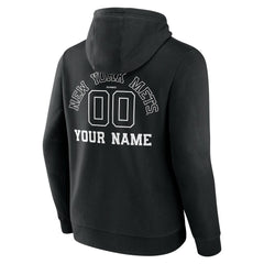 New York Mets Monochrome Personalized Name & Number Pullover Hoodie - MLB