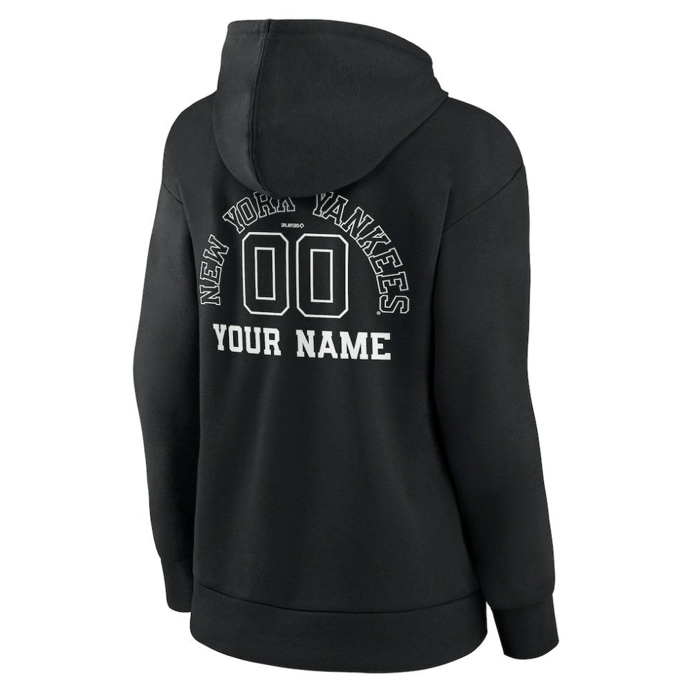 New York Yankees Women's Monochrome Personalized Name & Number Pullover Hoodie - MLB