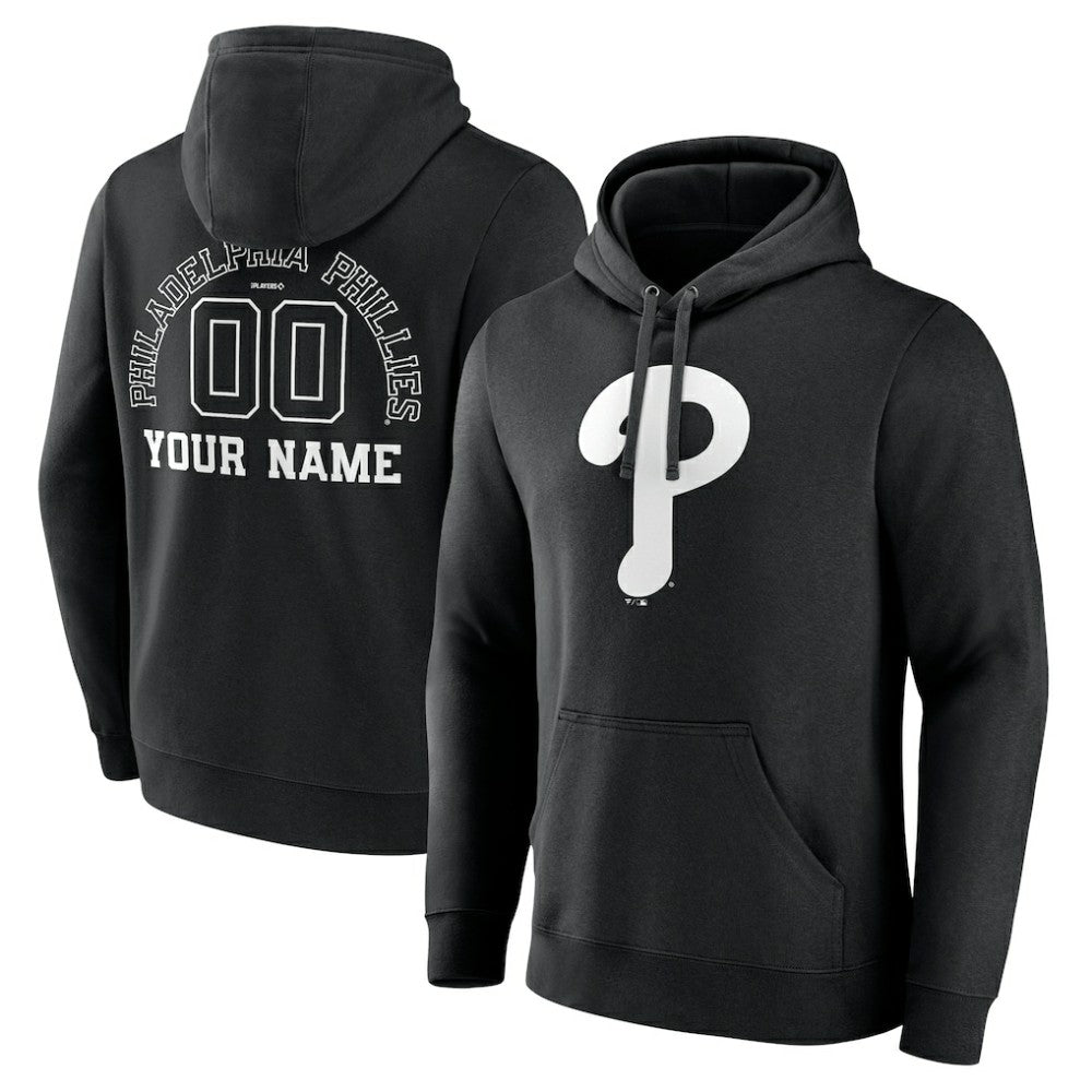 Philadelphia Phillies Monochrome Personalized Name & Number Pullover Hoodie - MLB