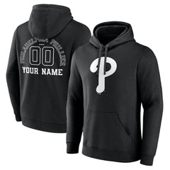 Philadelphia Phillies Monochrome Personalized Name & Number Pullover Hoodie - MLB