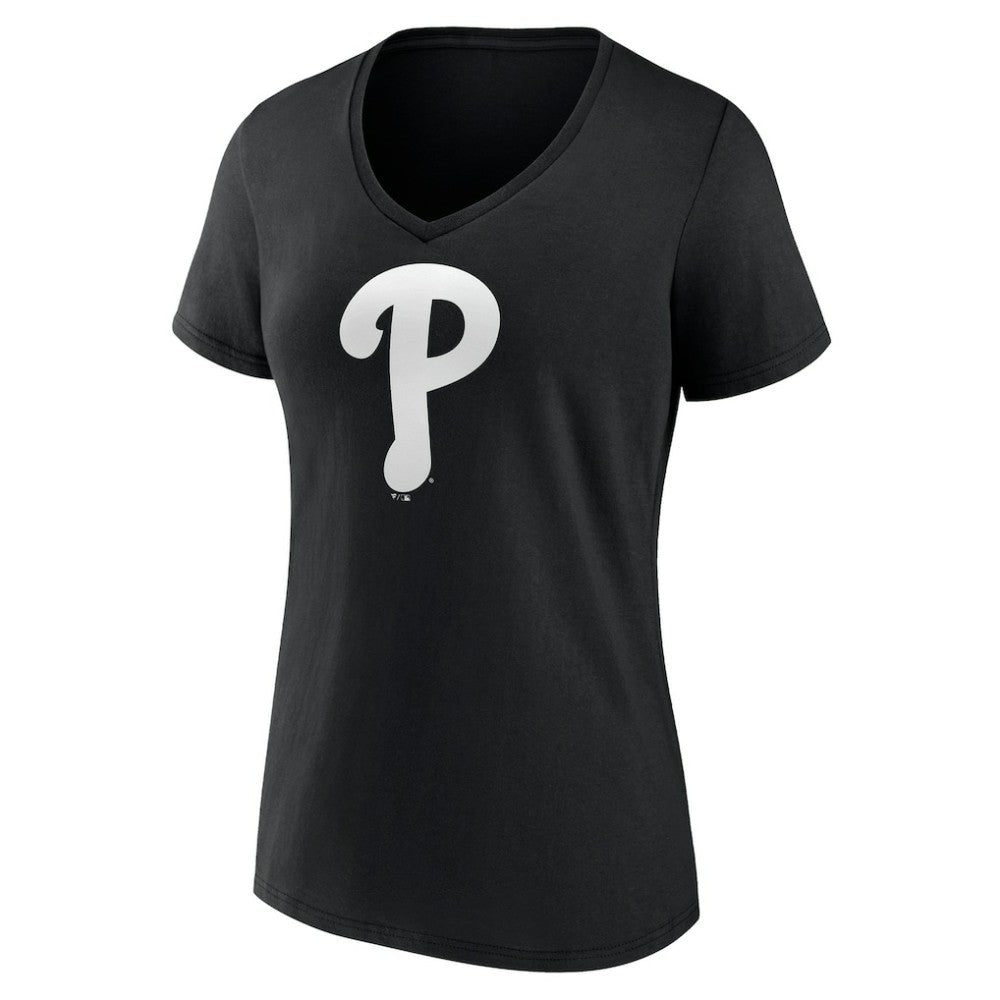 Philadelphia Phillies Women's Monochrome Personalized Name & Number V-Neck T-Shirt - MLB