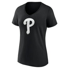 Philadelphia Phillies Women's Monochrome Personalized Name & Number V-Neck T-Shirt - MLB