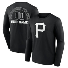 Pittsburgh Pirates Monochrome Personalized Name & Number Long Sleeve T-Shirt - MLB