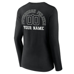 Pittsburgh Pirates Women's Monochrome Personalized Name & Number Long Sleeve V-Neck T-Shirt - MLB
