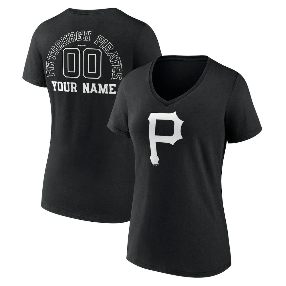 Pittsburgh Pirates Women's Monochrome Personalized Name & Number V-Neck T-Shirt - MLB