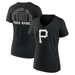 Pittsburgh Pirates Women's Monochrome Personalized Name & Number V-Neck T-Shirt - MLB