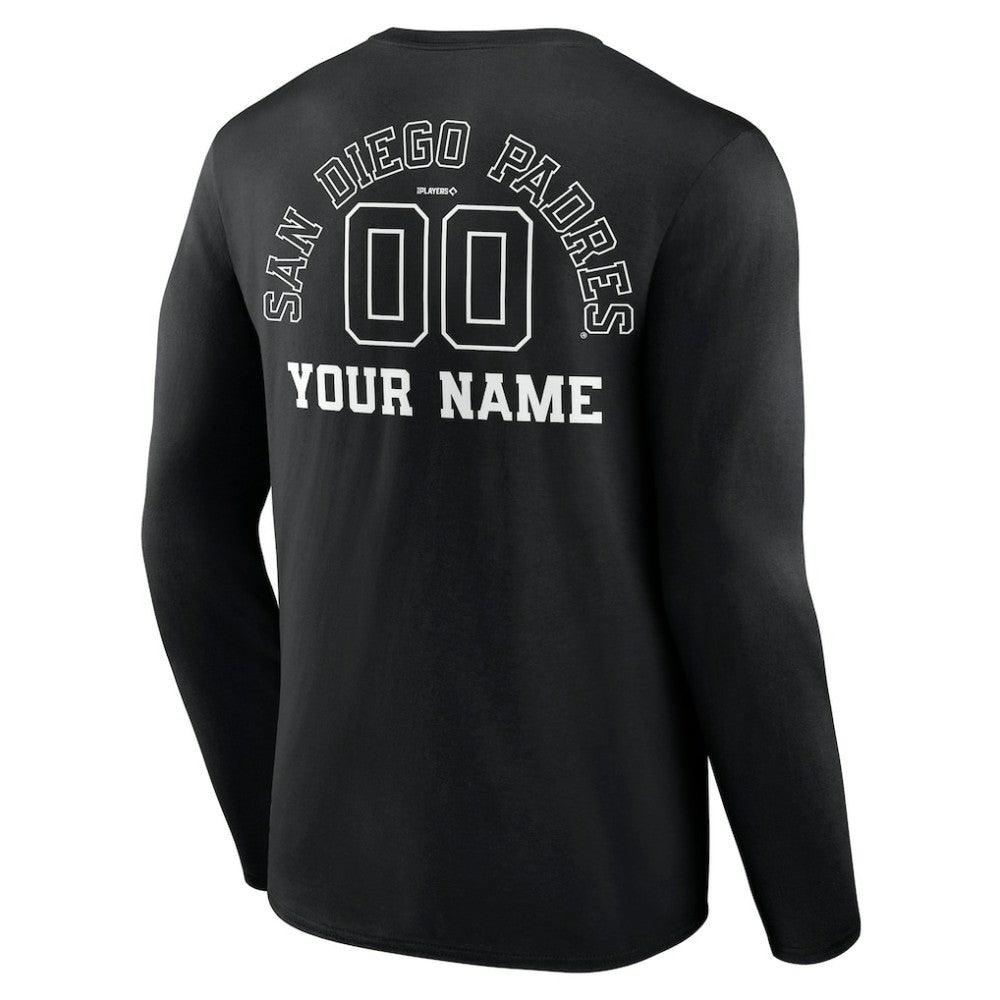 San Diego Padres Monochrome Personalized Name & Number Long Sleeve T-Shirt - MLB