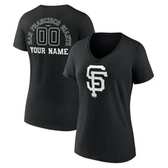 San Francisco Giants Women's Monochrome Personalized Name & Number V-Neck T-Shirt - MLB