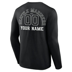 Seattle Mariners Monochrome Personalized Name & Number Long Sleeve T-Shirt - MLB