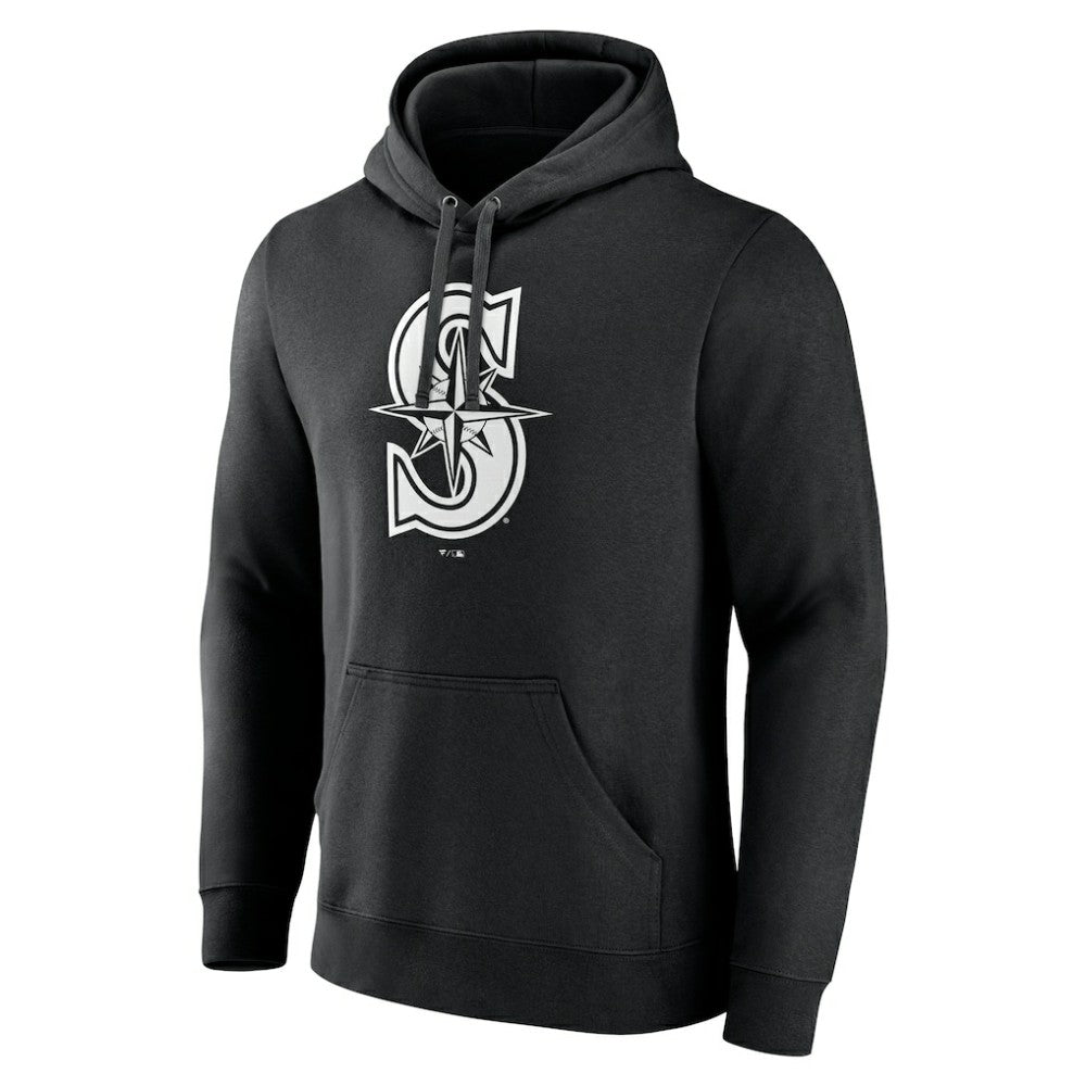 Seattle Mariners Monochrome Personalized Name & Number Pullover Hoodie - MLB