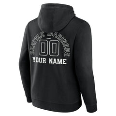 Seattle Mariners Monochrome Personalized Name & Number Pullover Hoodie - MLB