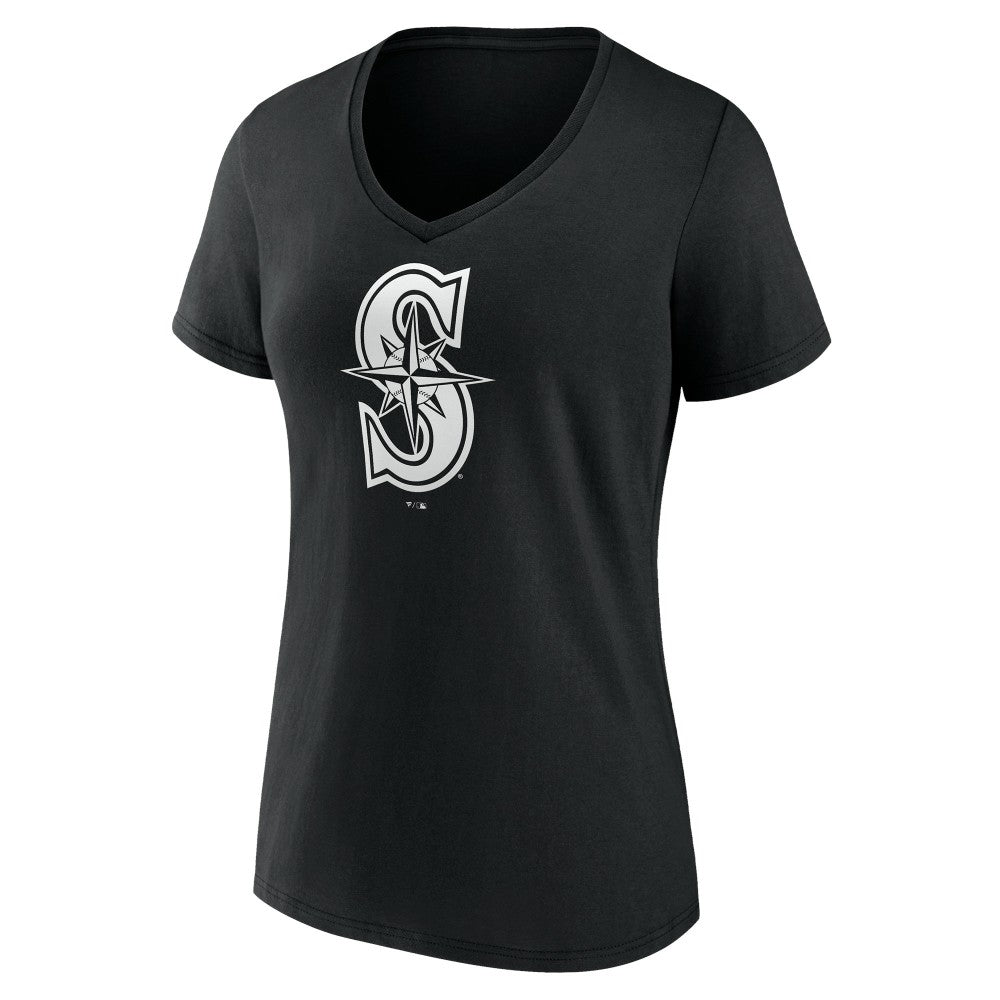 Seattle Mariners Women's Monochrome Personalized Name & Number V-Neck T-Shirt - MLB