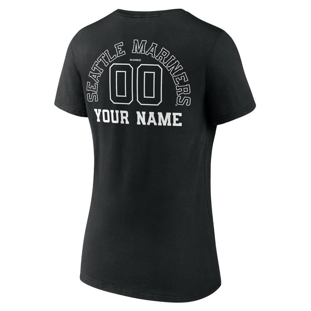 Seattle Mariners Women's Monochrome Personalized Name & Number V-Neck T-Shirt - MLB