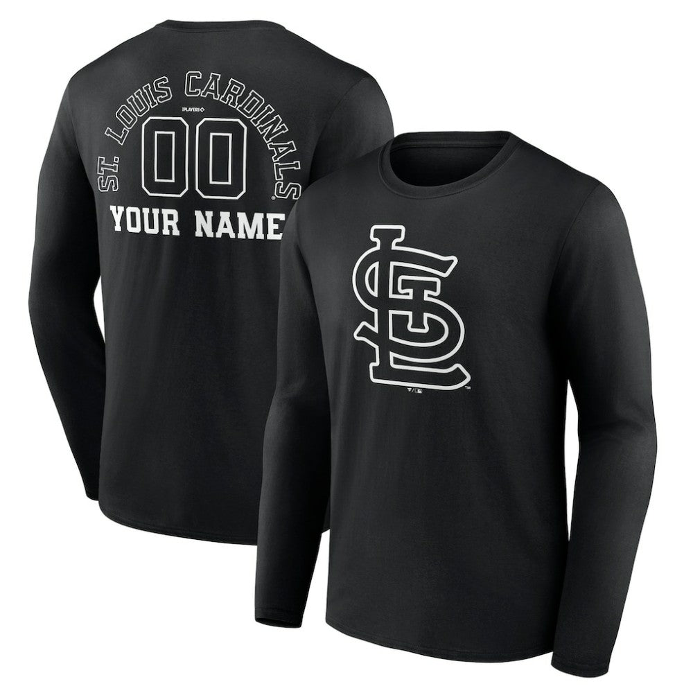 St. Louis Cardinals Monochrome Personalized Name & Number Long Sleeve T-Shirt - MLB