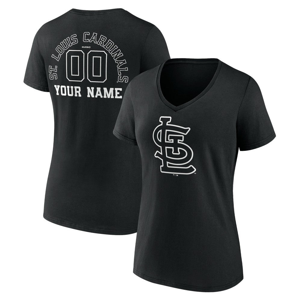 St. Louis Cardinals Women's Monochrome Personalized Name & Number V-Neck T-Shirt - MLB