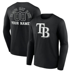 Tampa Bay Rays Monochrome Personalized Name & Number Long Sleeve T-Shirt - MLB