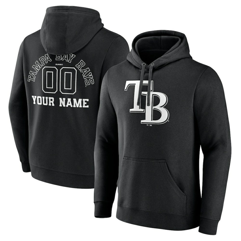 Tampa Bay Rays Monochrome Personalized Name & Number Pullover Hoodie - MLB