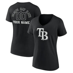 Tampa Bay Rays Women's Monochrome Personalized Name & Number V-Neck T-Shirt - MLB