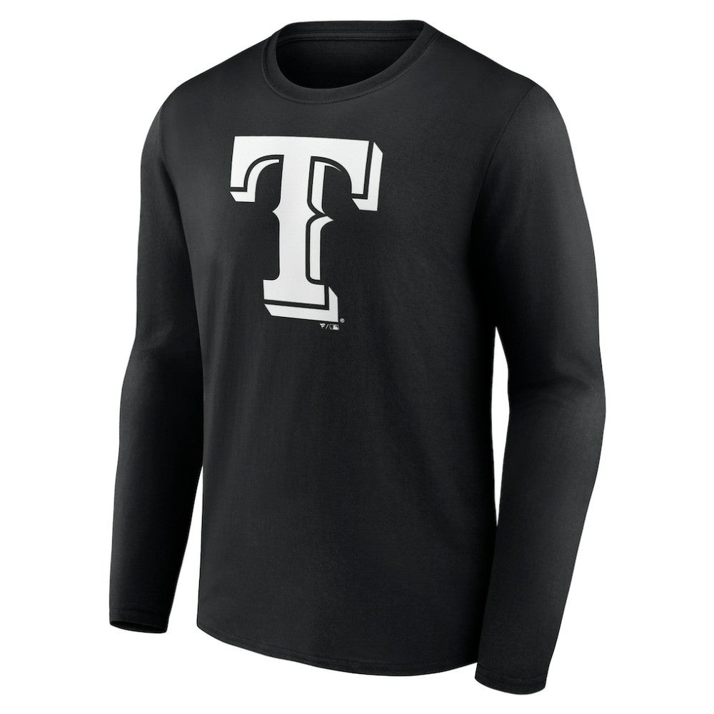 Texas Rangers Monochrome Personalized Name & Number Long Sleeve T-Shirt - MLB