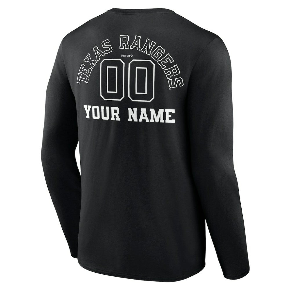 Texas Rangers Monochrome Personalized Name & Number Long Sleeve T-Shirt - MLB