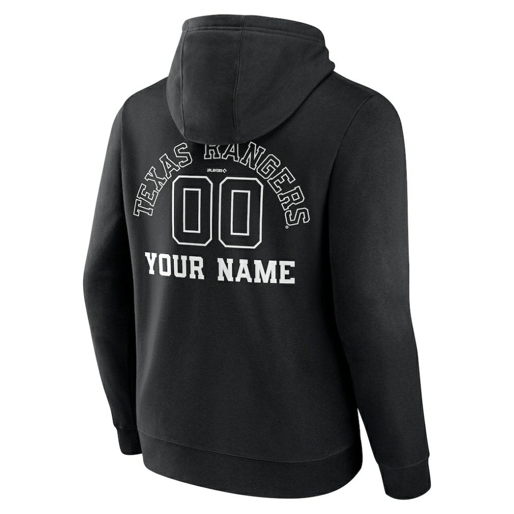 Texas Rangers Monochrome Personalized Name & Number Pullover Hoodie - MLB