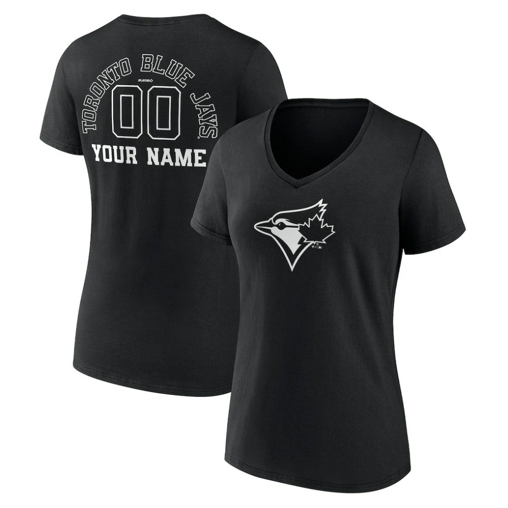 Toronto Blue Jays Women's Monochrome Personalized Name & Number V-Neck T-Shirt - MLB