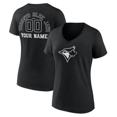 Toronto Blue Jays Women's Monochrome Personalized Name & Number V-Neck T-Shirt - MLB
