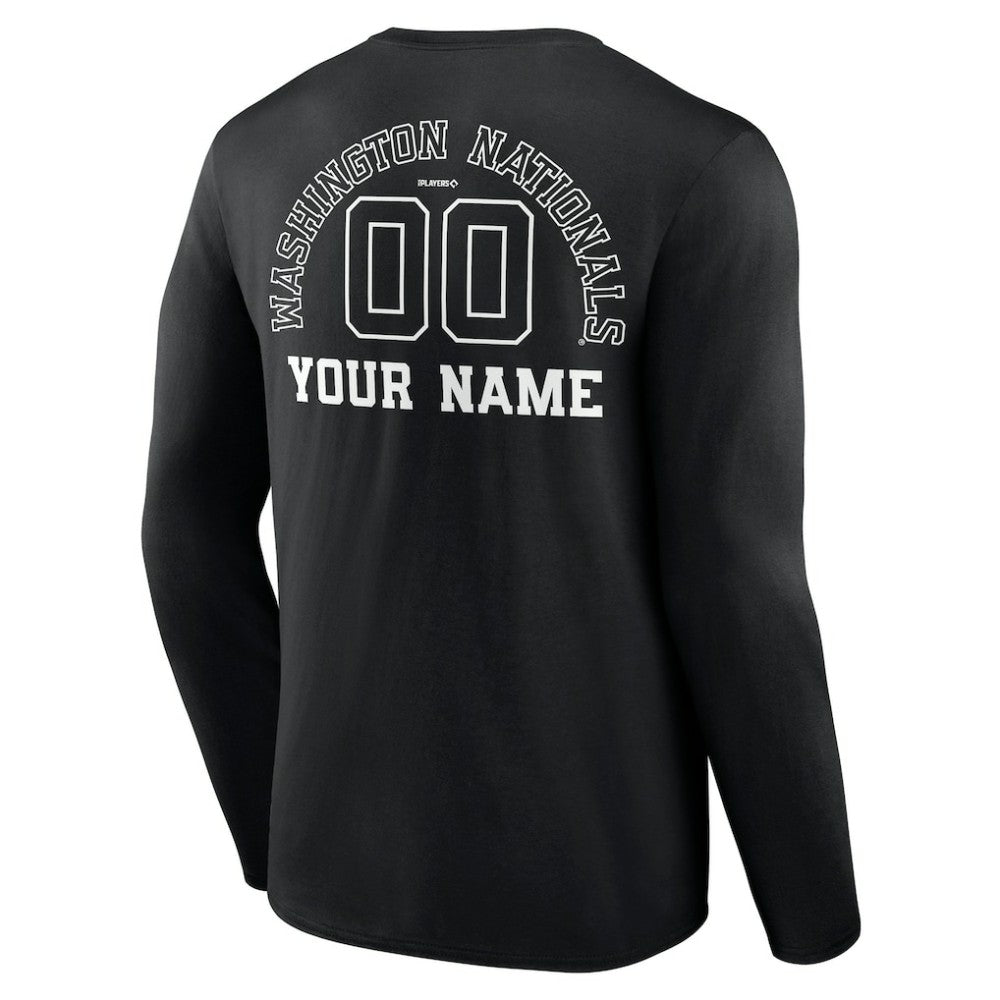 Washington Nationals Monochrome Personalized Name & Number Long Sleeve T-Shirt - MLB