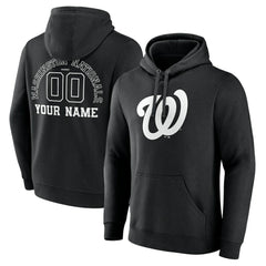 Washington Nationals Monochrome Personalized Name & Number Pullover Hoodie - MLB