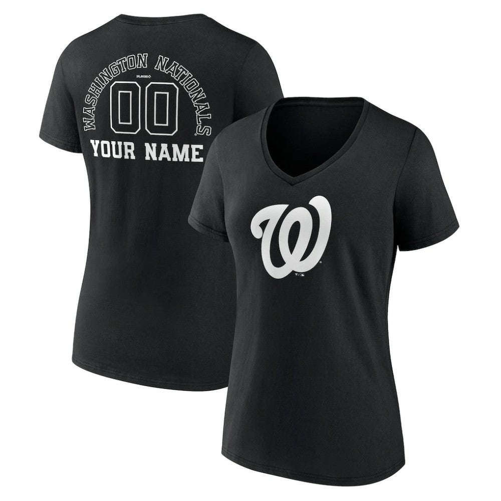Washington Nationals Women's Monochrome Personalized Name & Number V-Neck T-Shirt - MLB