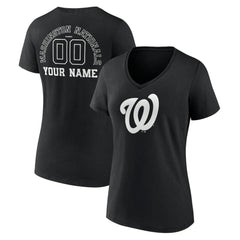Washington Nationals Women's Monochrome Personalized Name & Number V-Neck T-Shirt - MLB