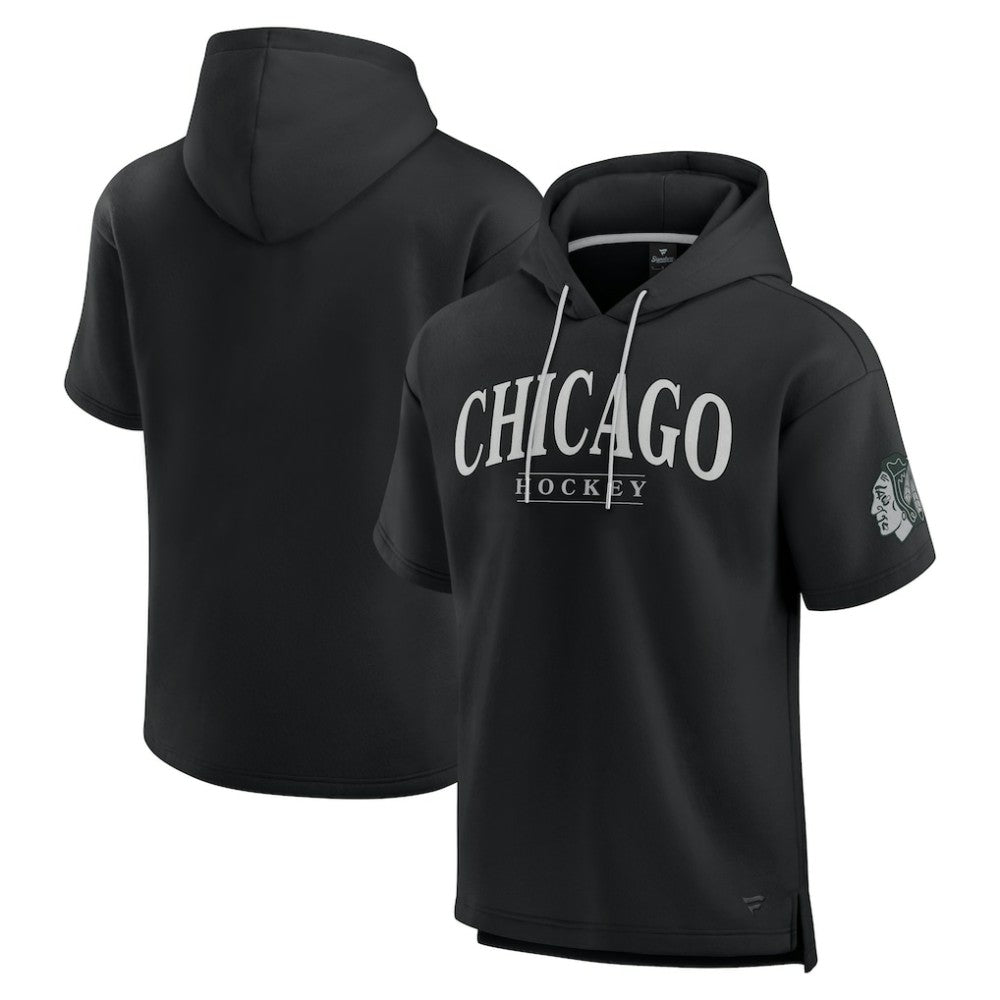 Chicago Blackhawks Fanatics Elements Ready Short Sleeve Pullover Hoodie - Black - NHL