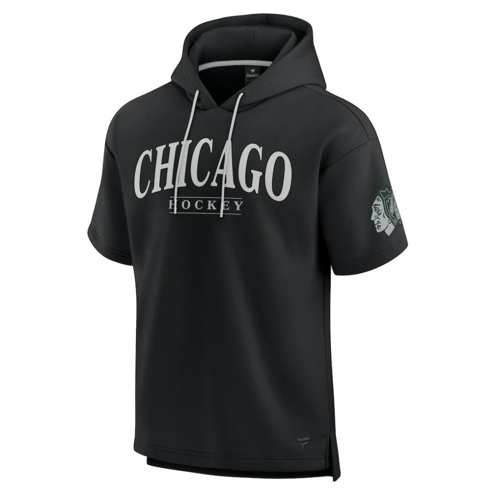 Chicago Blackhawks Fanatics Elements Ready Short Sleeve Pullover Hoodie - Black - NHL