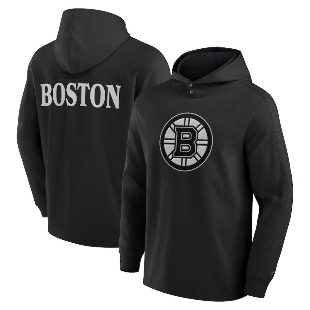 Boston Bruins Fanatics Elements Blaze Tri-Blend Long Sleeve Hoodie T-Shirt - Black - NHL