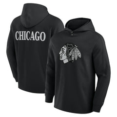 Chicago Blackhawks Fanatics Elements Blaze Tri-Blend Long Sleeve Hoodie T-Shirt - Black - NHL